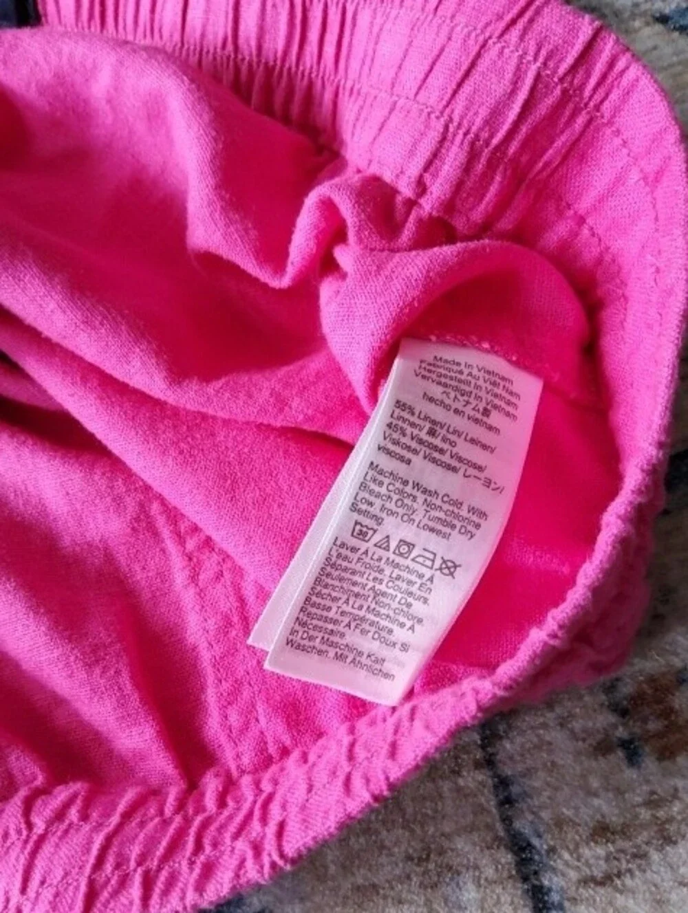 J. Crew Linen Bright Pink Drawstring Ladies Shorts with Pockets Medium